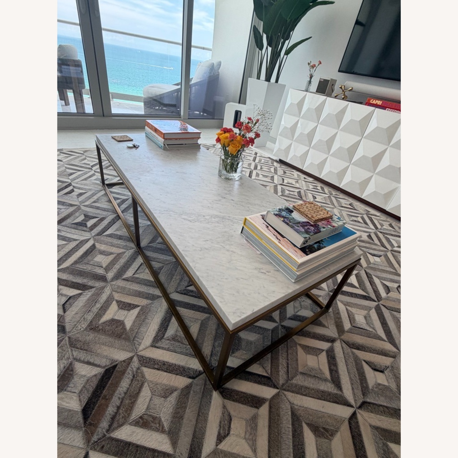 Restoration Hardware Nicholas Marble Coffee Table 60" - image-1