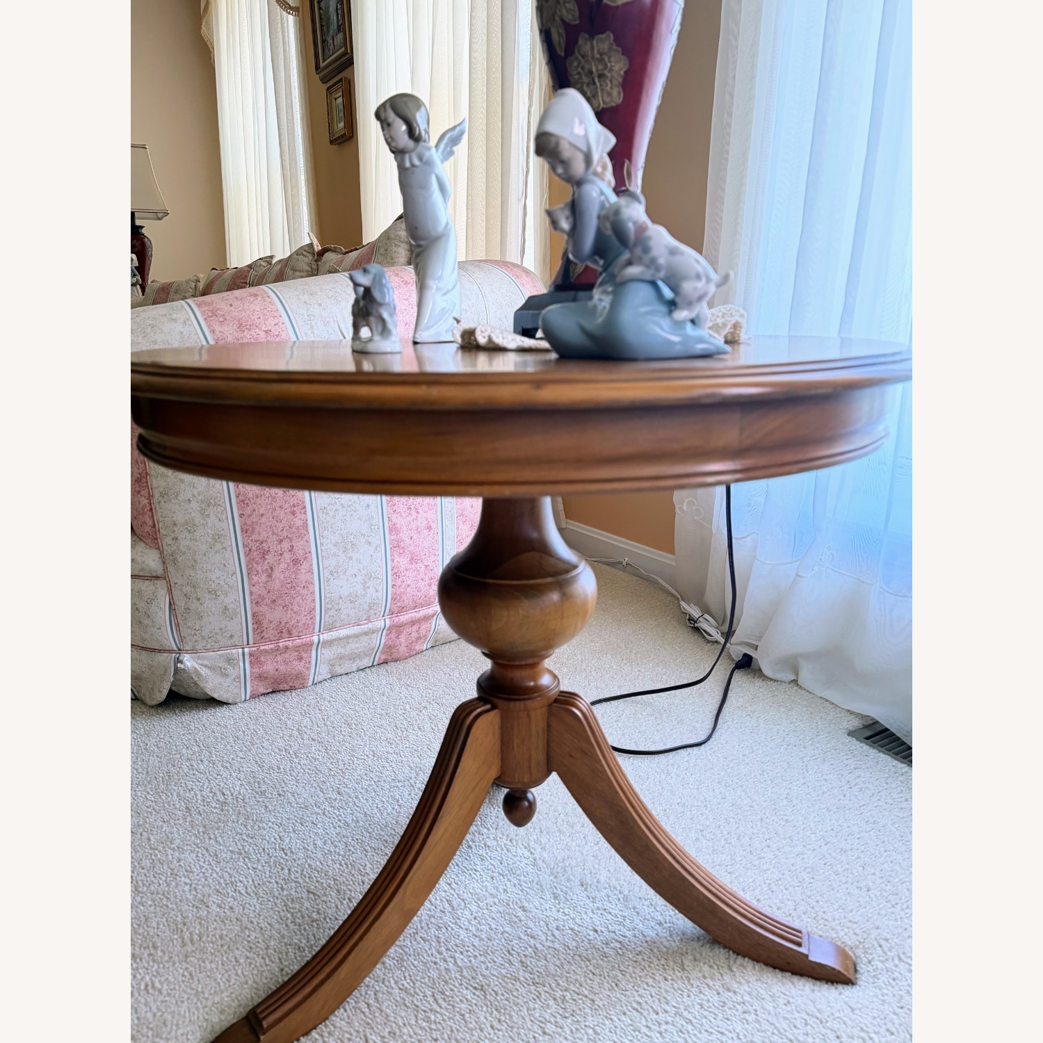 Elegant Solid Wood Round Pedestal Side Tables - image-1