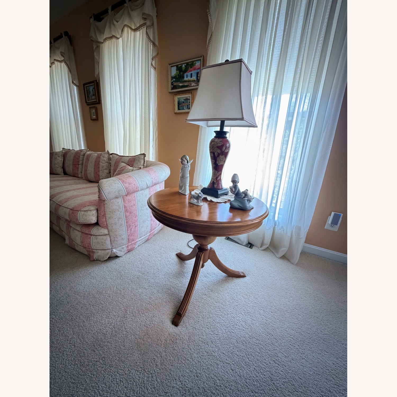 Elegant Solid Wood Round Pedestal Side Tables - image-2