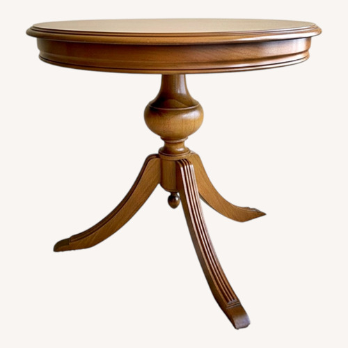 Used Elegant Solid Wood Round Pedestal Side Tables for sale on AptDeco