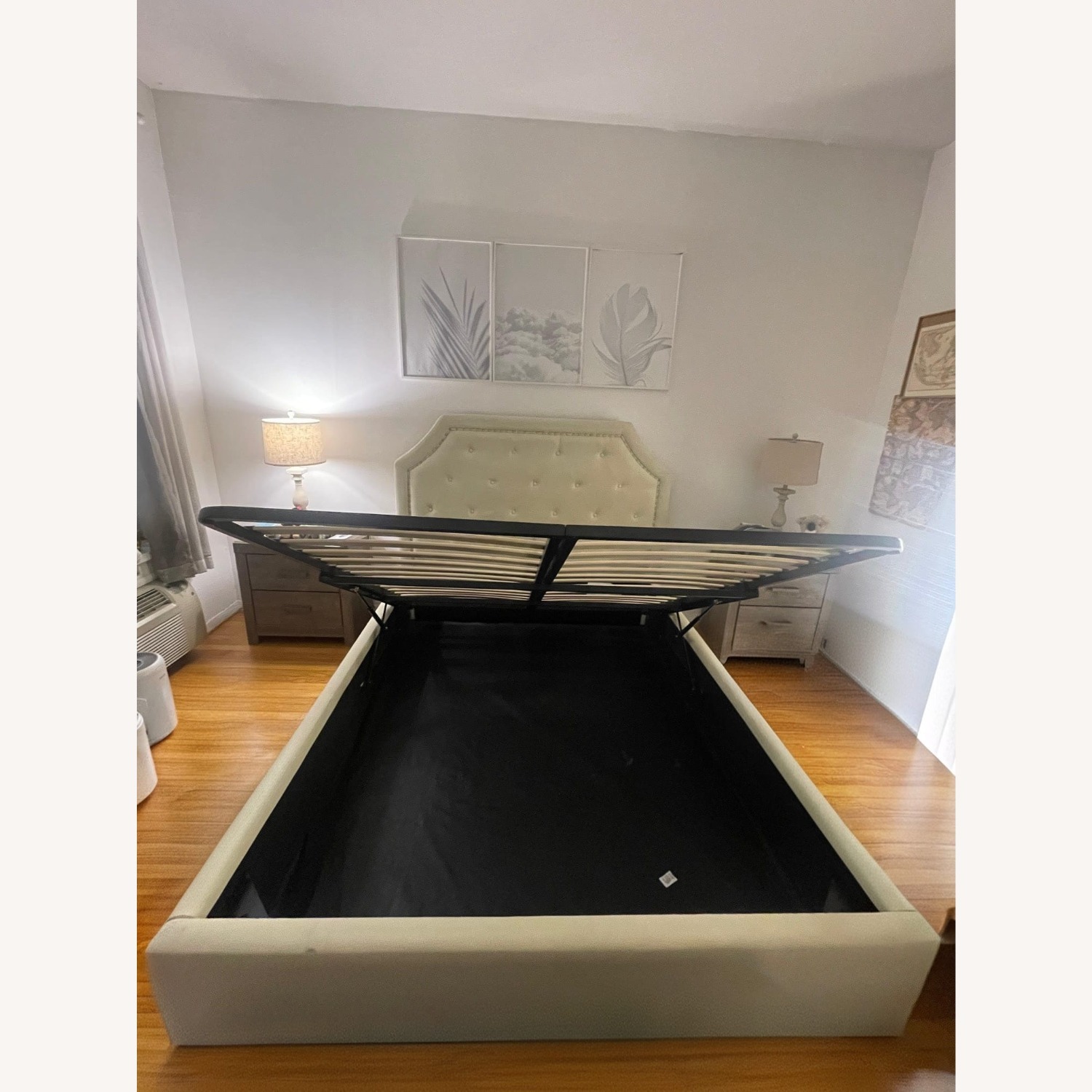 Hermosa Beige Upholstered Queen Bed With Storage - image-2