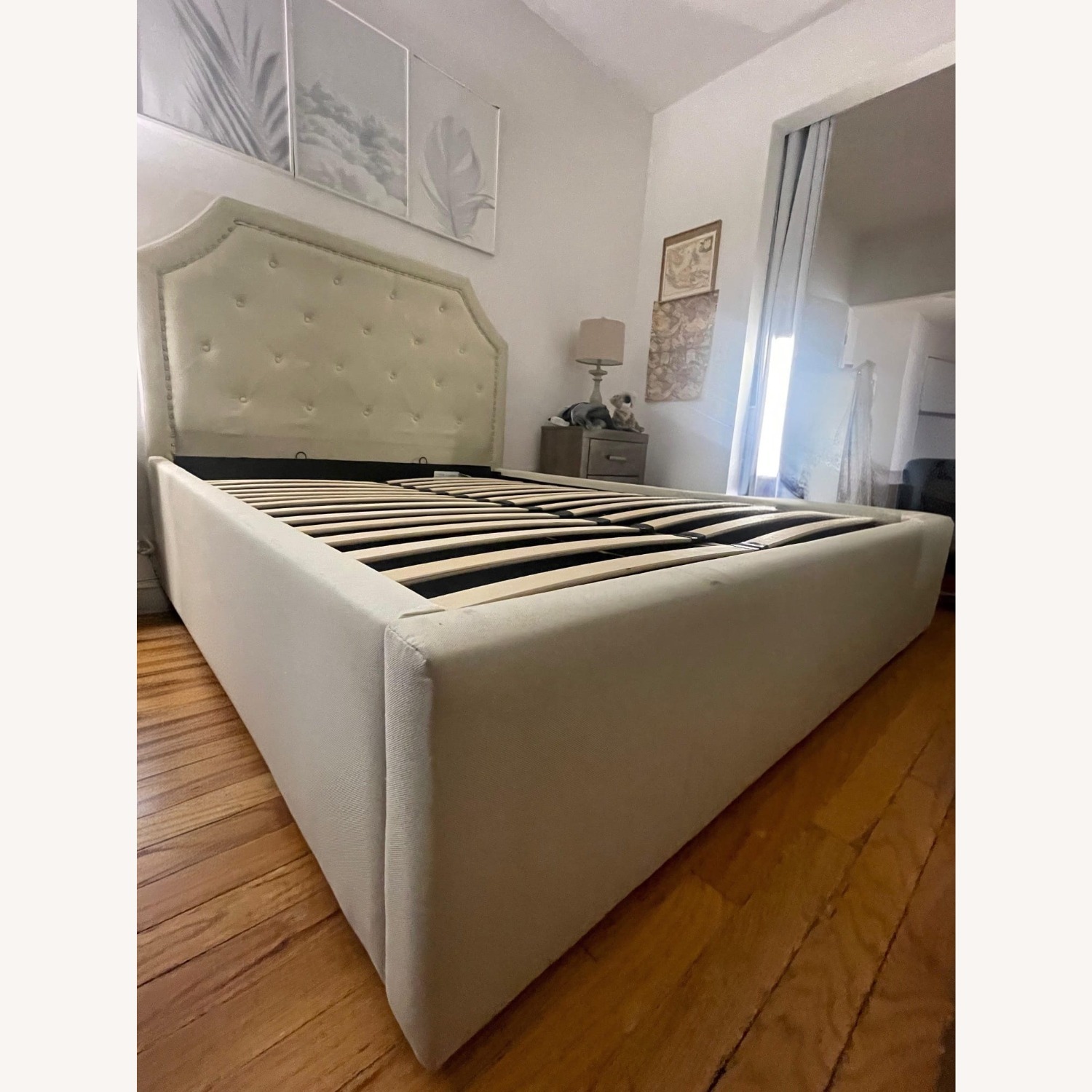 Hermosa Beige Upholstered Queen Bed With Storage - image-3