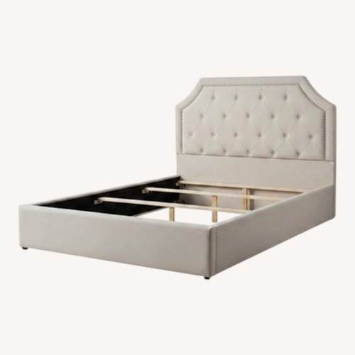 Used Hermosa Beige Upholstered Queen Bed With Storage for sale on AptDeco