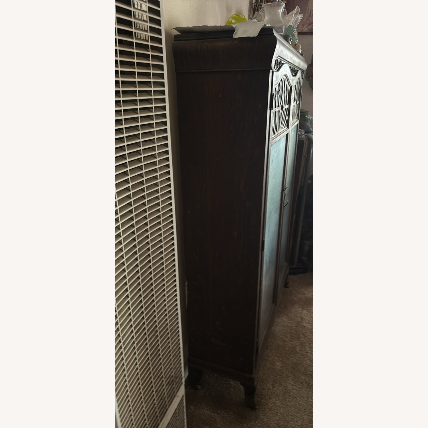 Vintage/Antique Dark Brown Wood Armoire - image-2