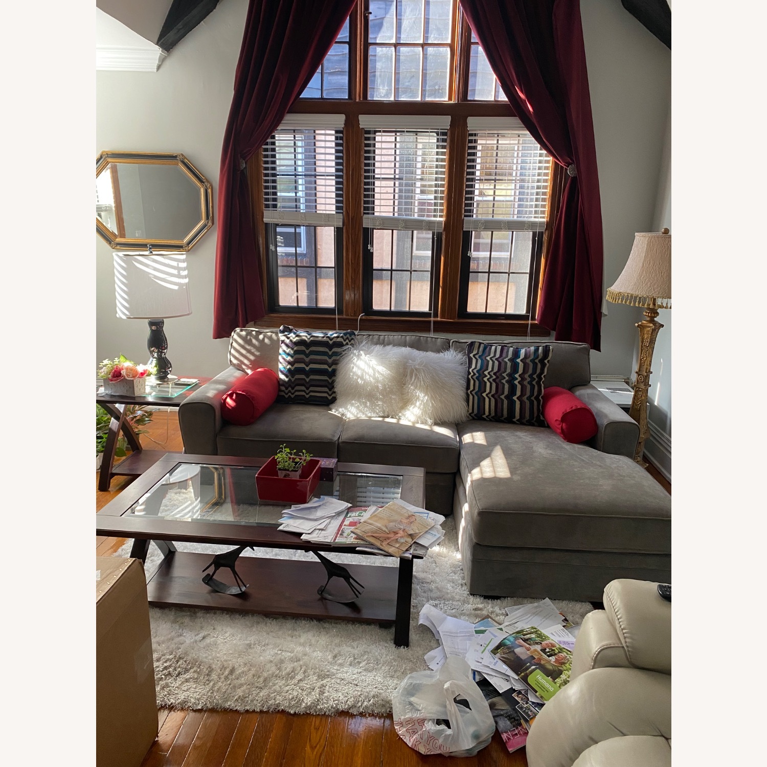 Light Gray Fabric 2 Piece Sectional - image-1
