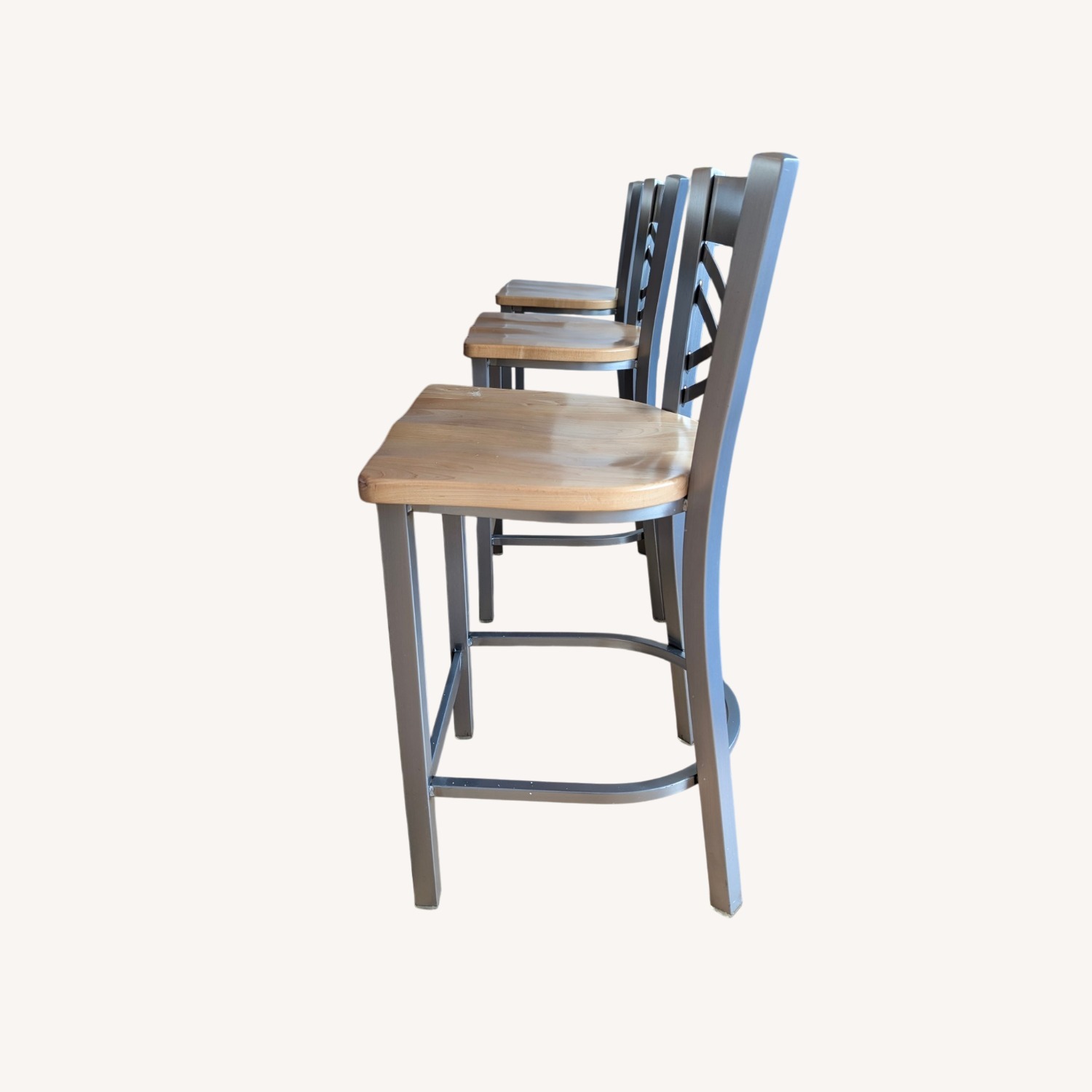 Holland Maple & Stainless Counter Stools, Set of 3 - image-1
