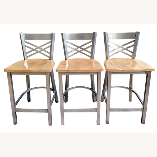 Used Holland Maple & Stainless Counter Stools, Set of 3 for sale on AptDeco