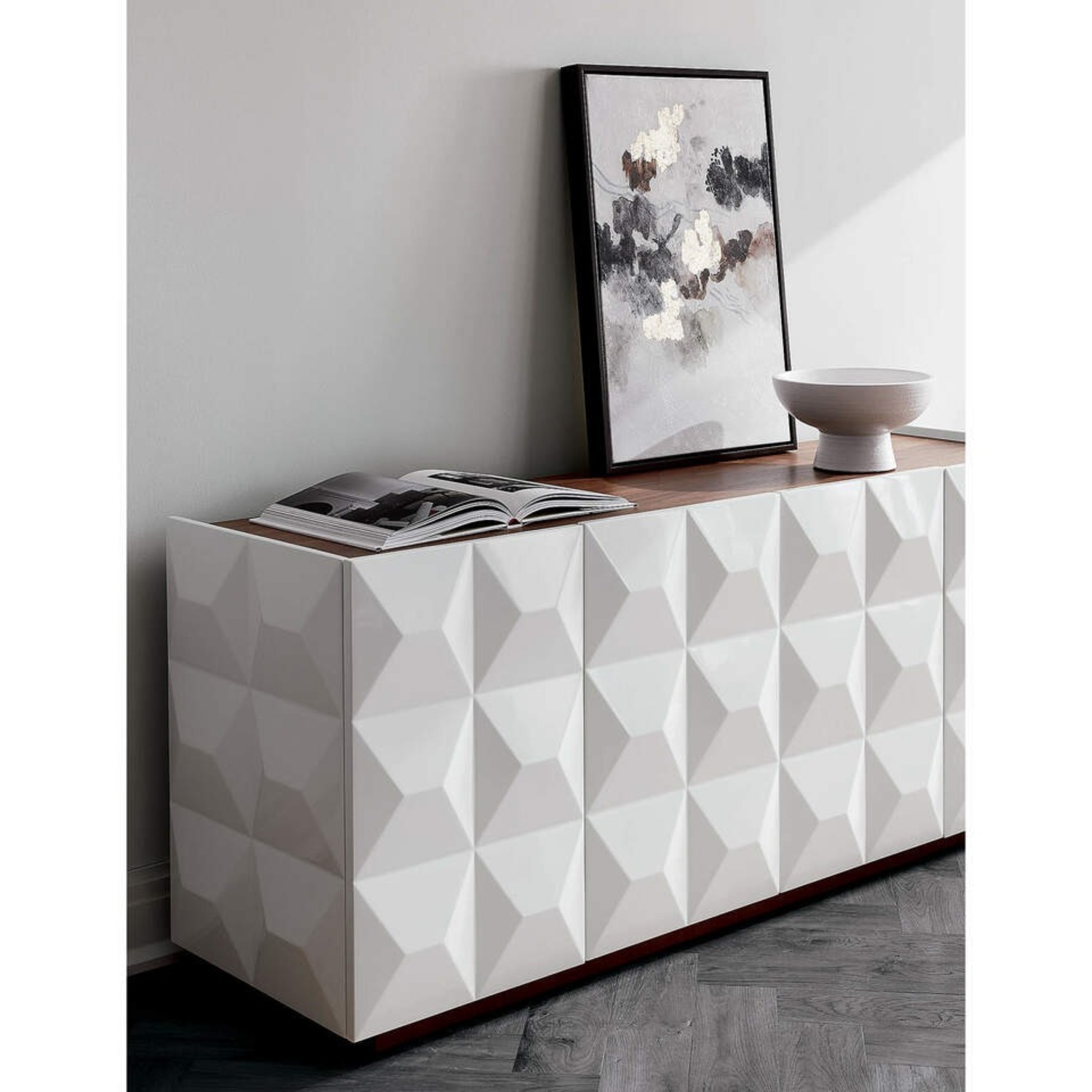 CB2 Issa Hi-Gloss White Media Credenza - image-1