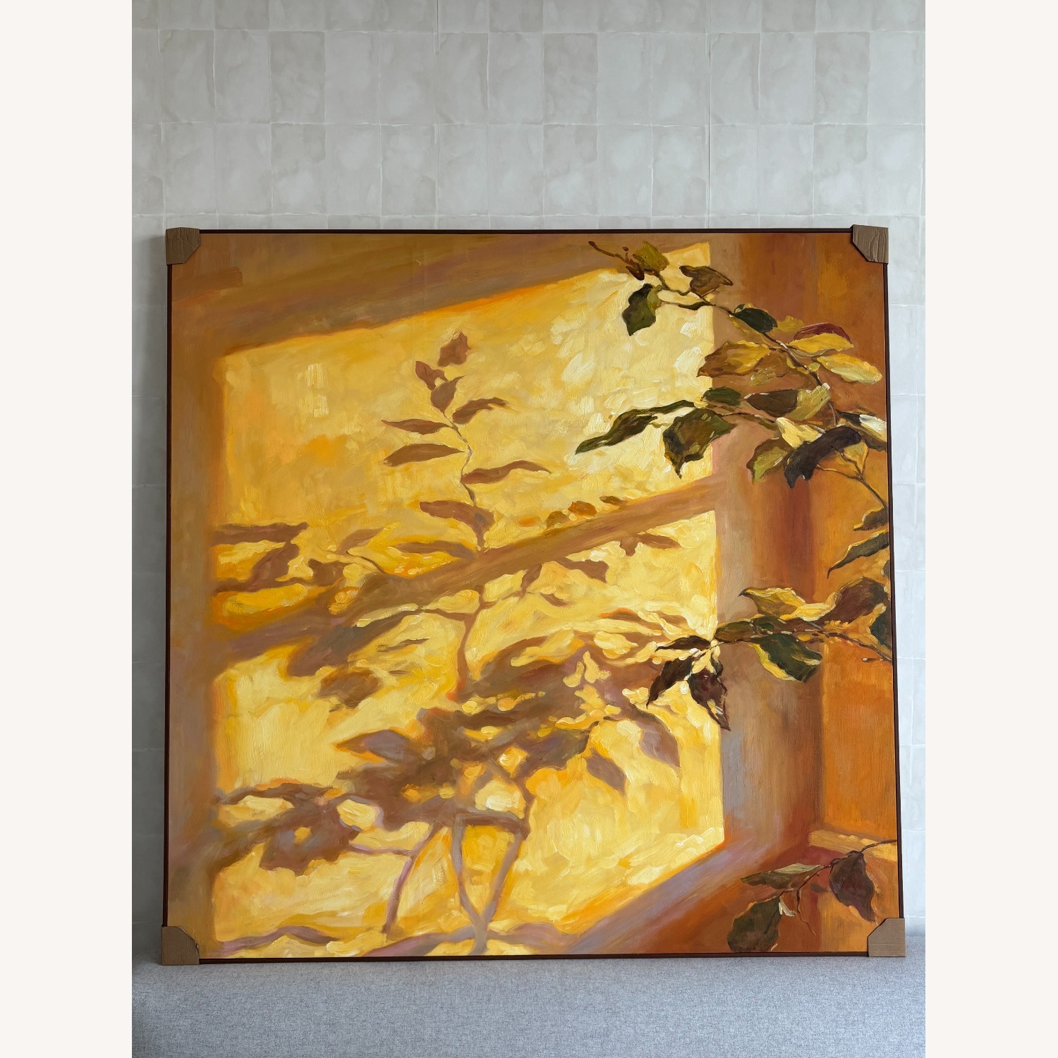 Large Sunlit Oil Painting on Canvas Framed - image-2