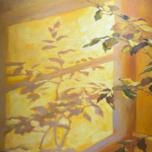 Used Large Sunlit Oil Painting on Canvas Framed for sale on AptDeco