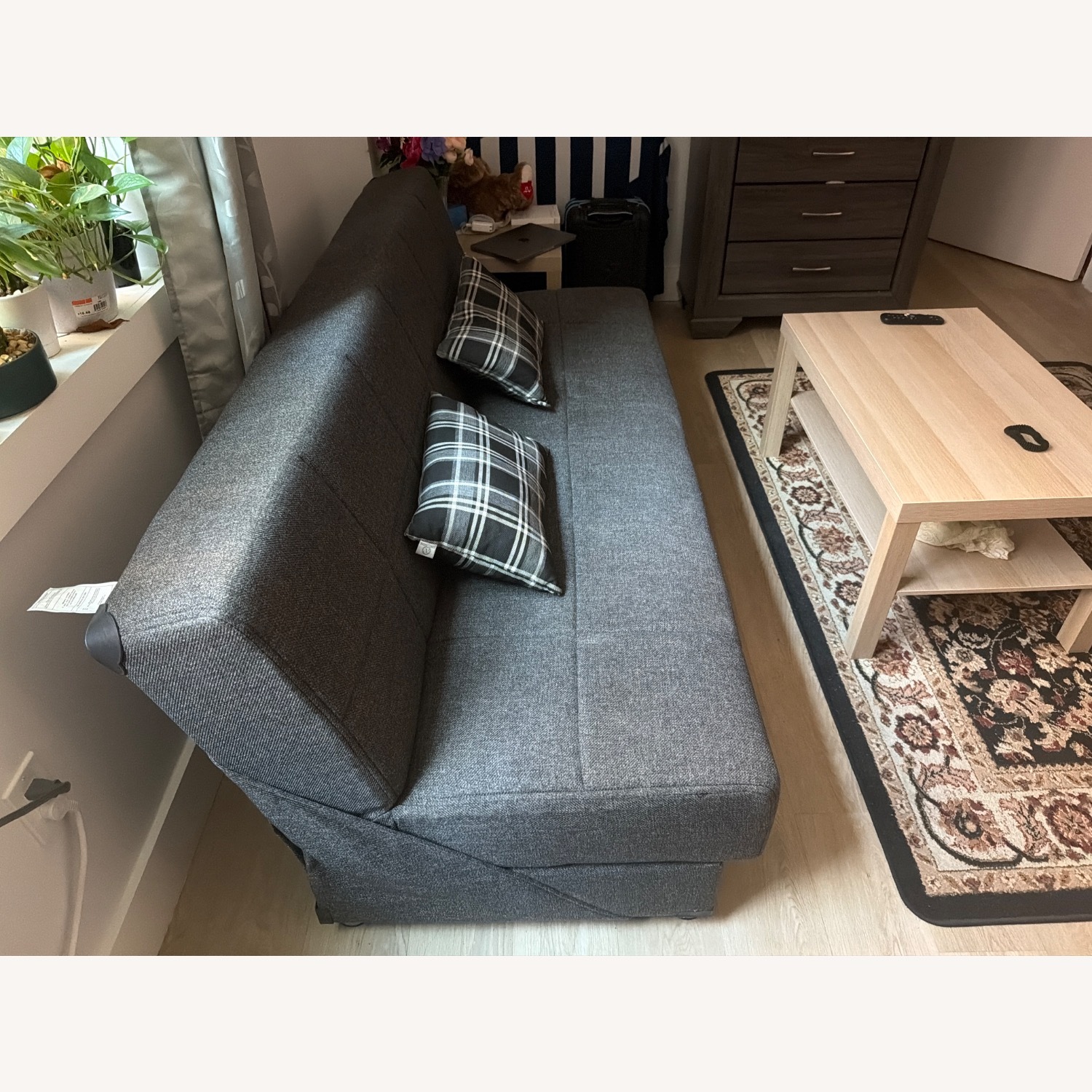 Dark Gray Fabric Sleeper Sofa - image-2