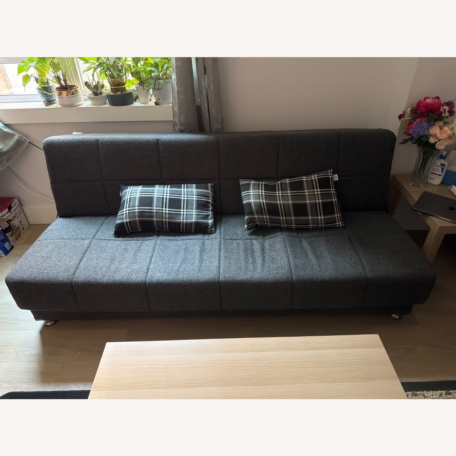 Dark Gray Fabric Sleeper Sofa - image-1
