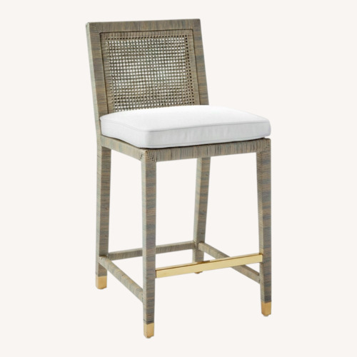 Used Serena & Lily Balboa Rattan Counter Stools in Mist for sale on AptDeco