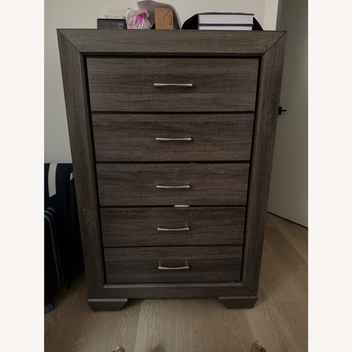 Used Light Gray Wood Wardrobe  for sale on AptDeco