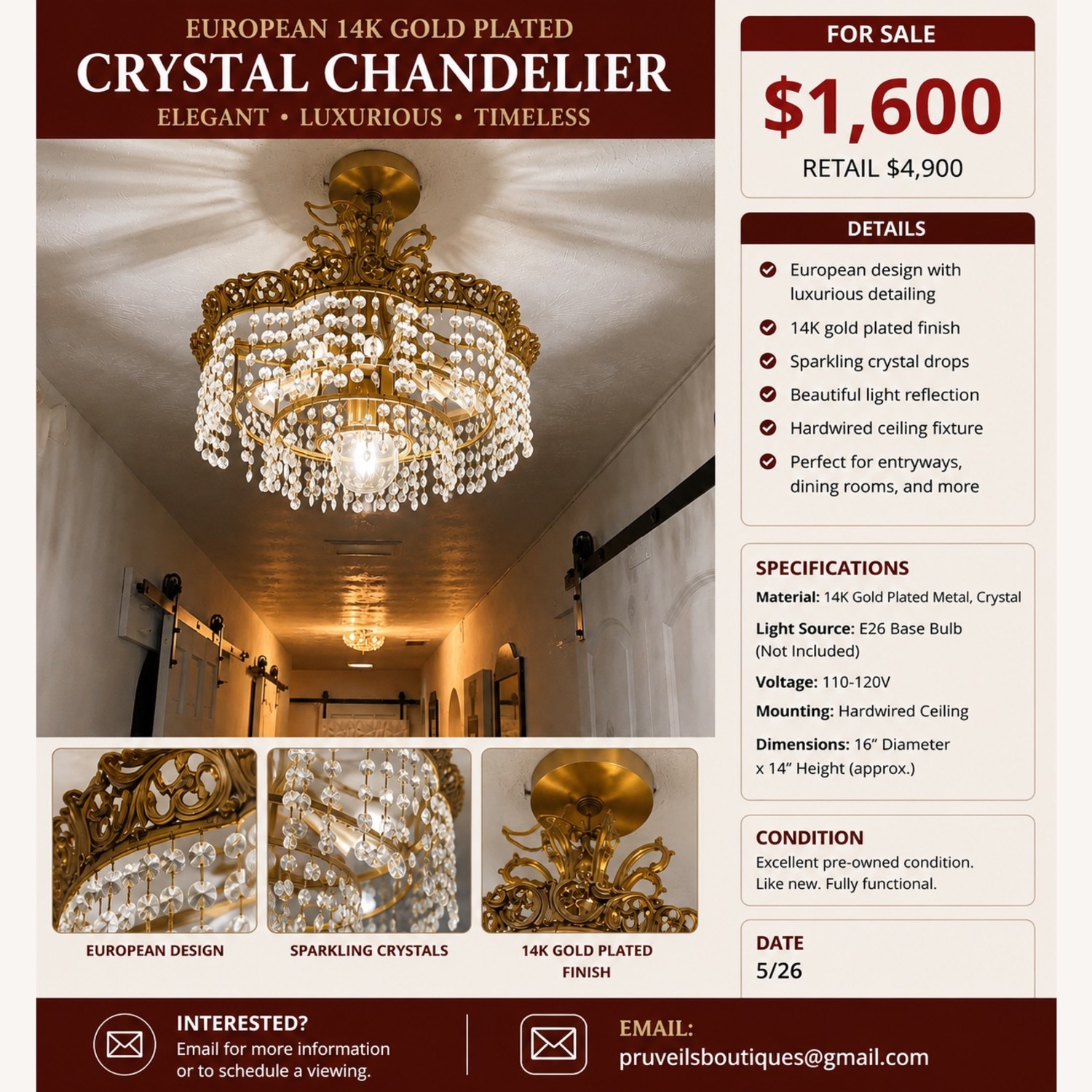 Touch of Europe Chandelier  - image-2