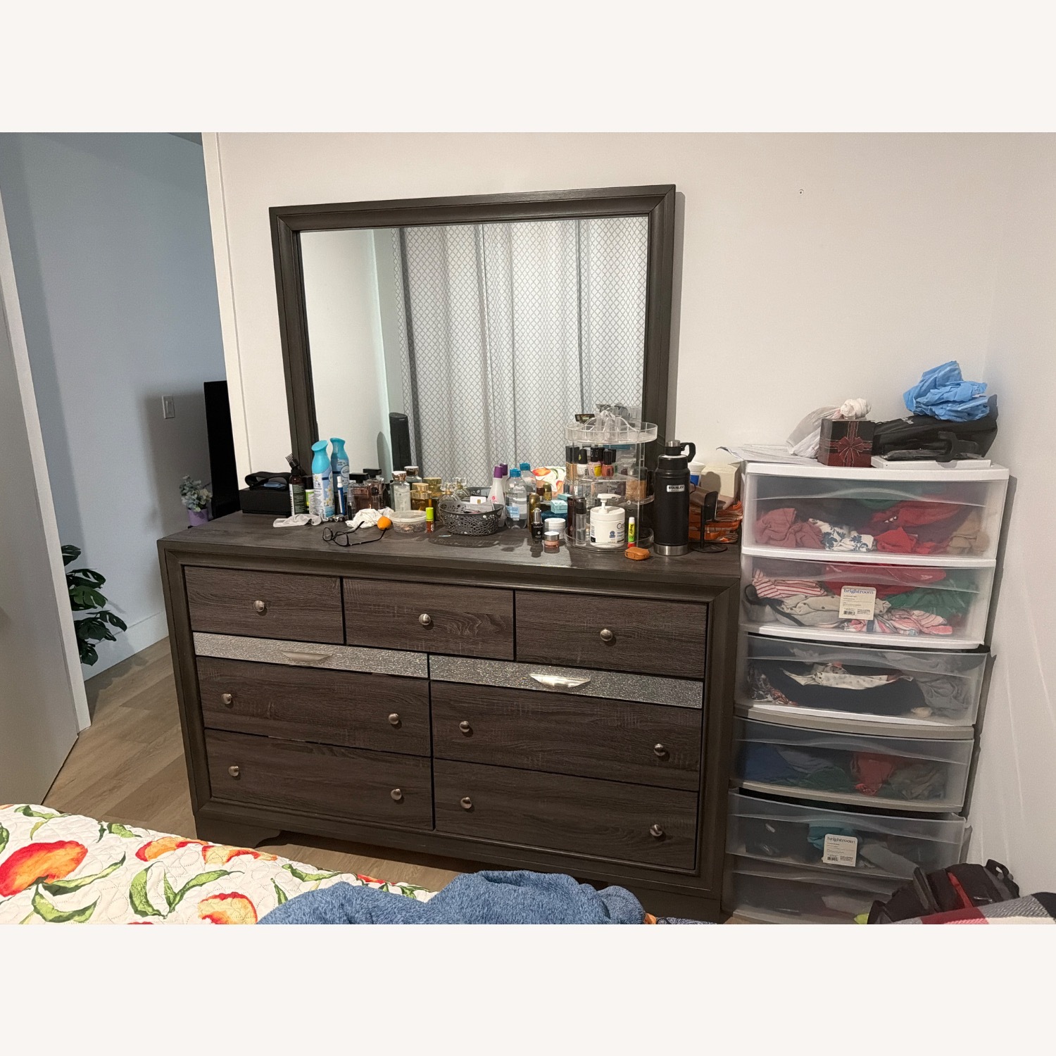 Dark Gray Wood Dresser - image-2