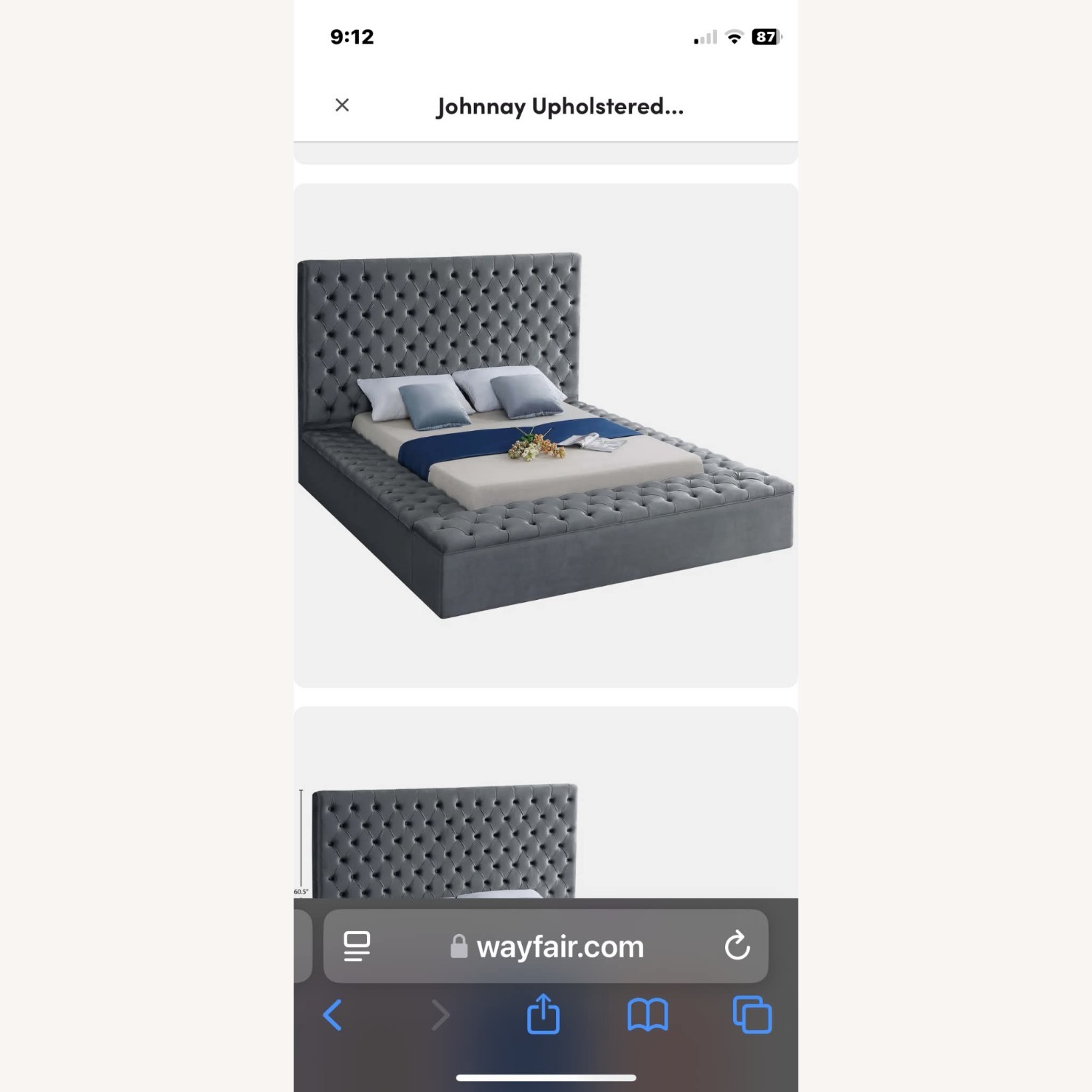 A&B Home Dark Gray Fabric King Bed - image-4