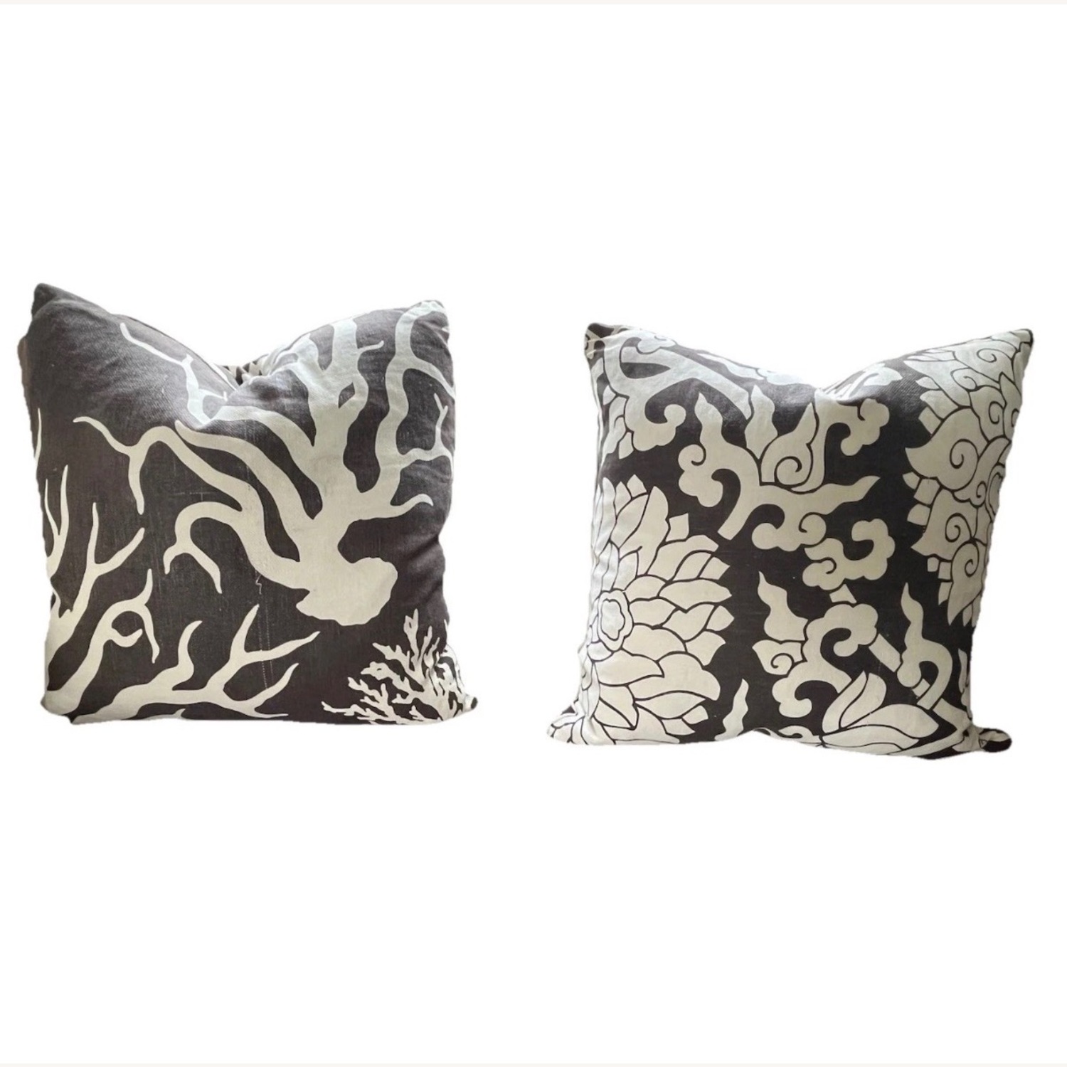 ThomasPaul Pillow Pair Brown Ecru Linen Cotton - image-1