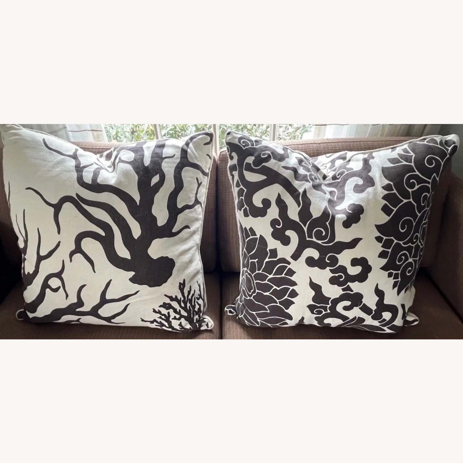 ThomasPaul Pillow Pair Brown Ecru Linen Cotton - image-13