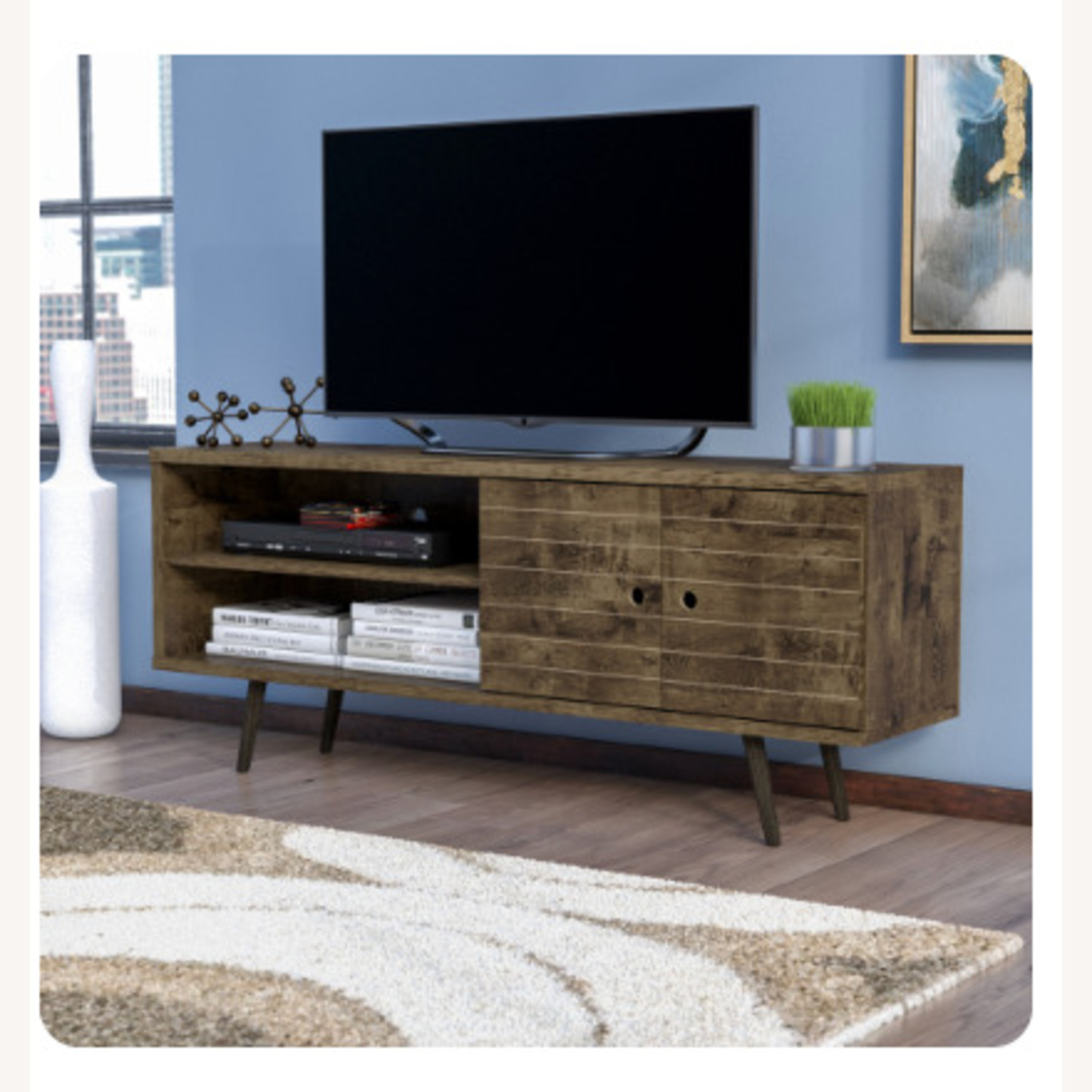 Wayfair Mistana Dark Brown Wood Media Storage - image-1