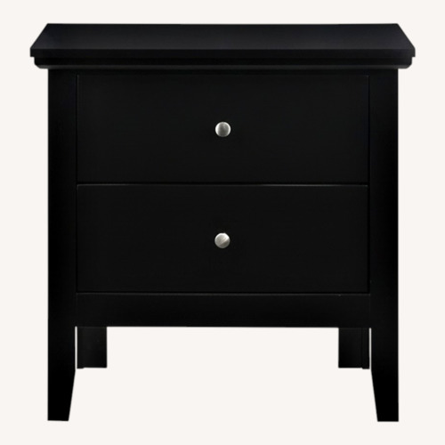 Used Raymour & Flanigan Black Wood Nightstand for sale on AptDeco