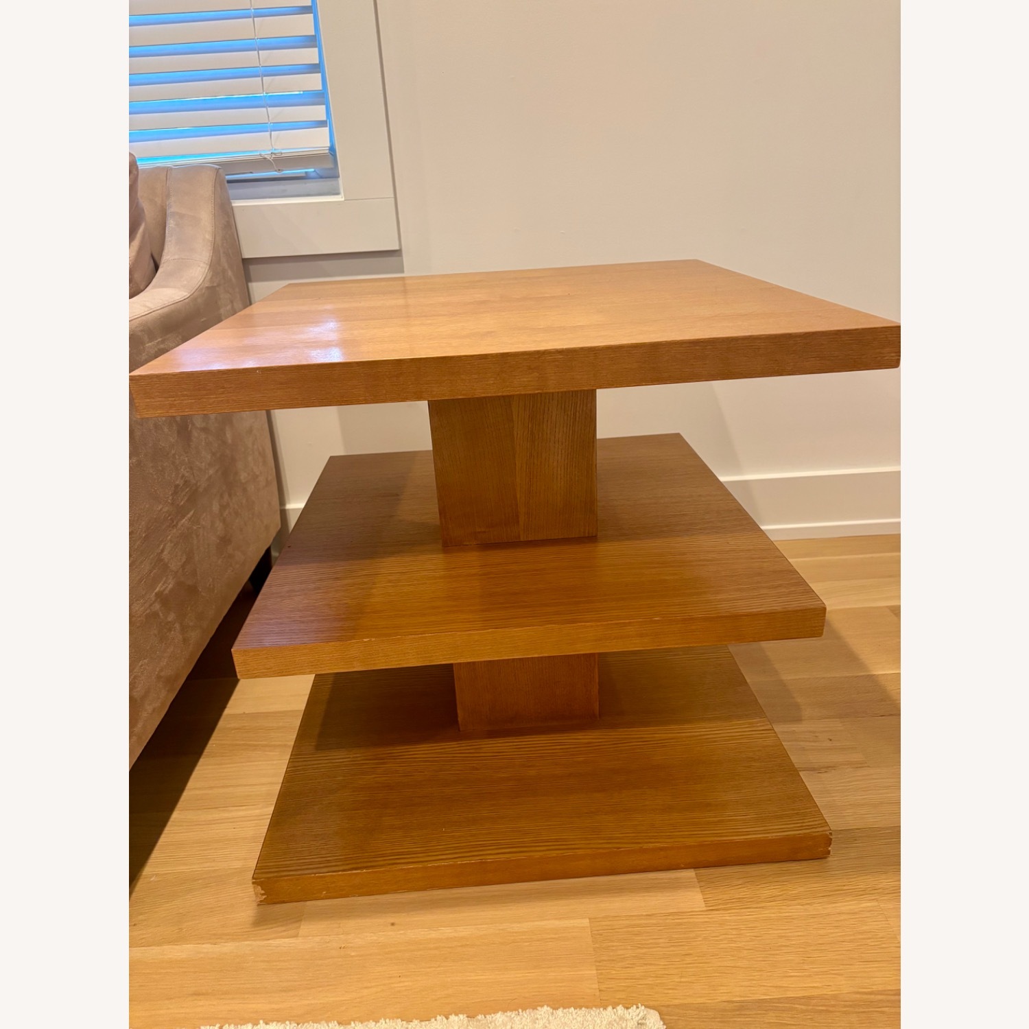 Ethan Allen Light Brown Wood Side Table - image-1