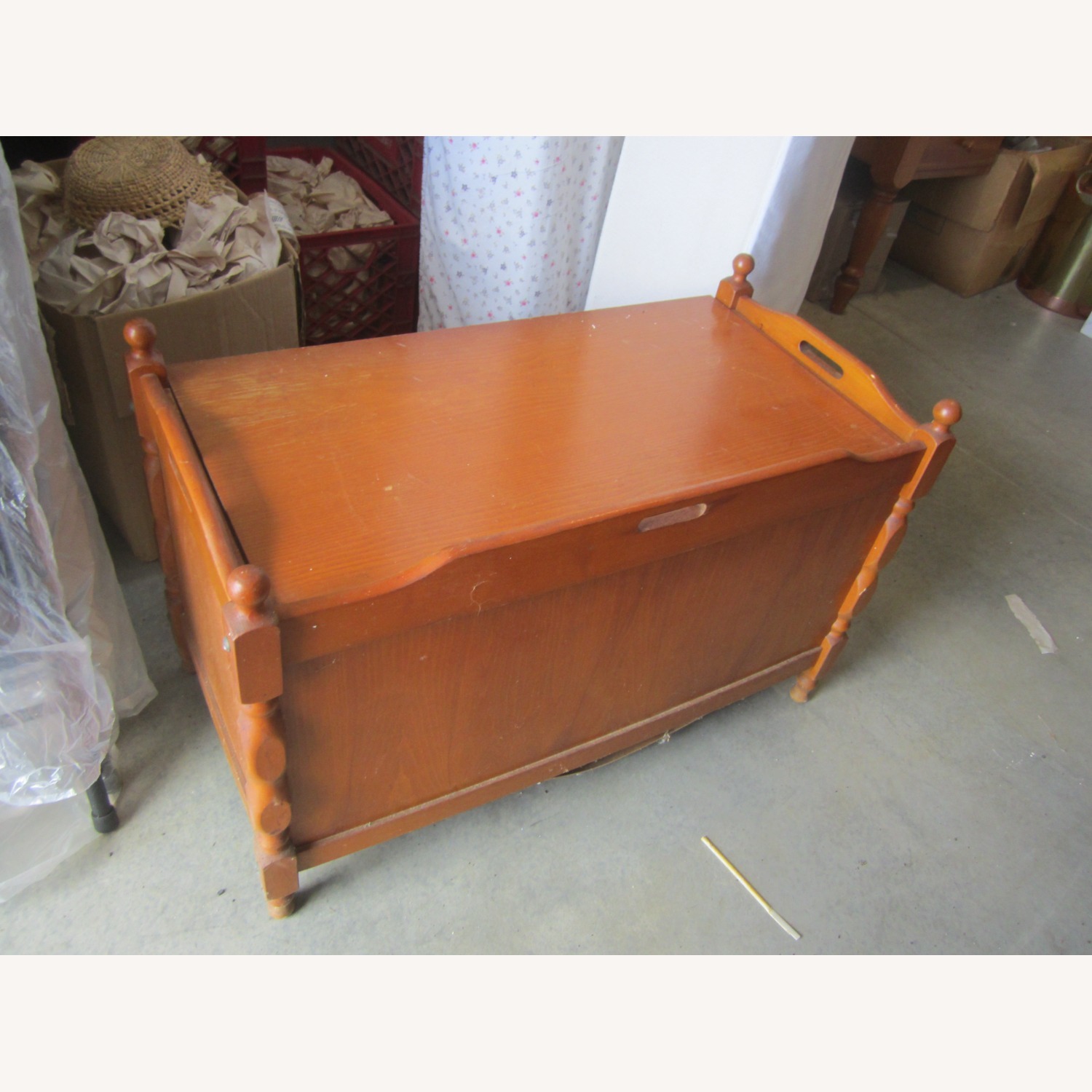 Vintage/Antique Light Brown Wood Chest - image-6