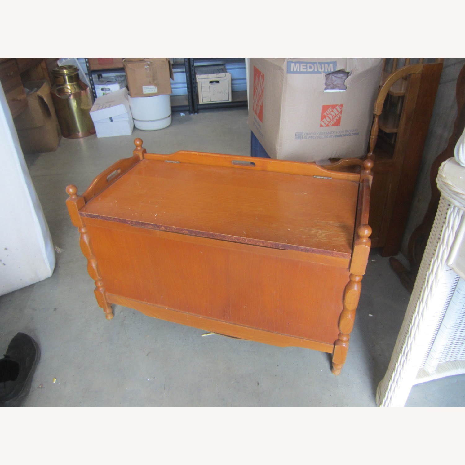 Vintage/Antique Light Brown Wood Chest - image-1