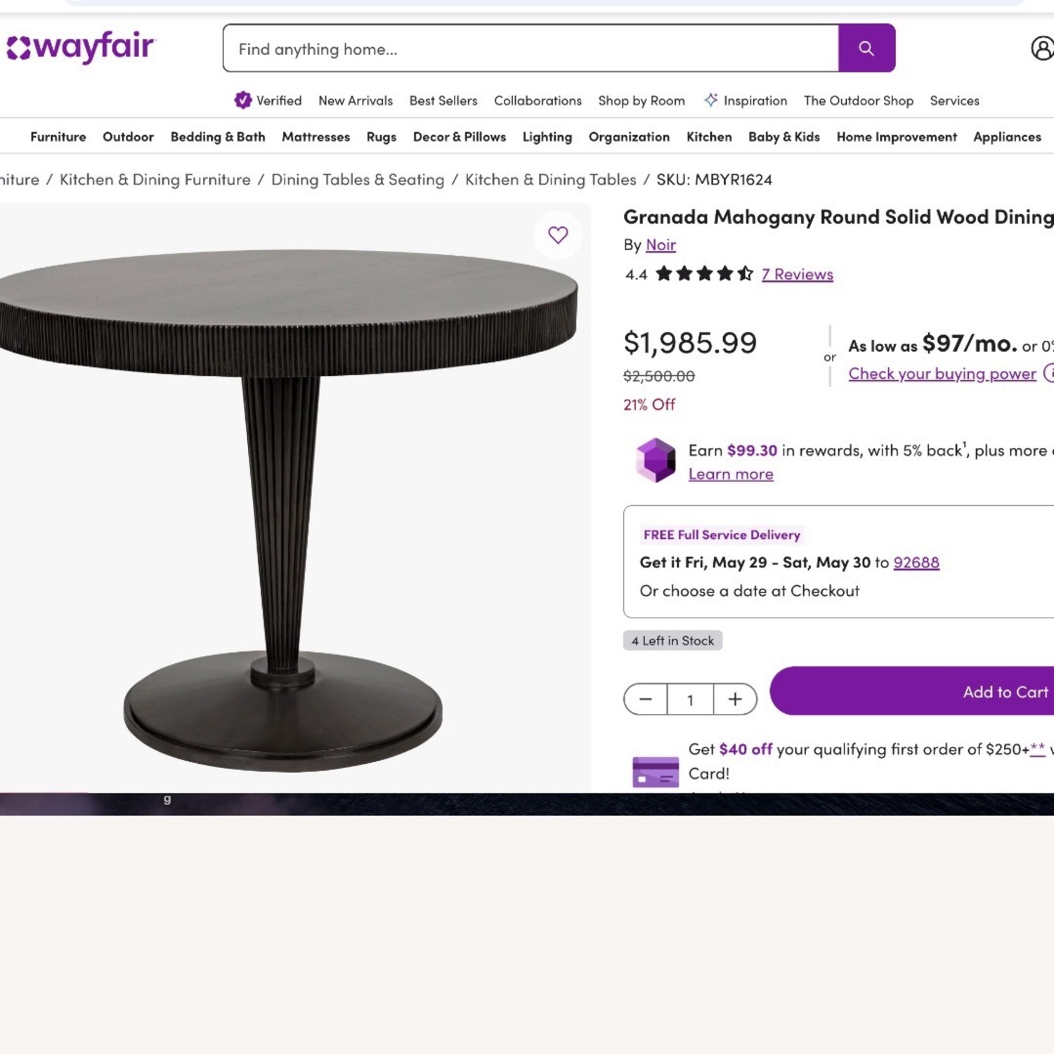 Round Dining Table Solid One Piece Wood - image-5