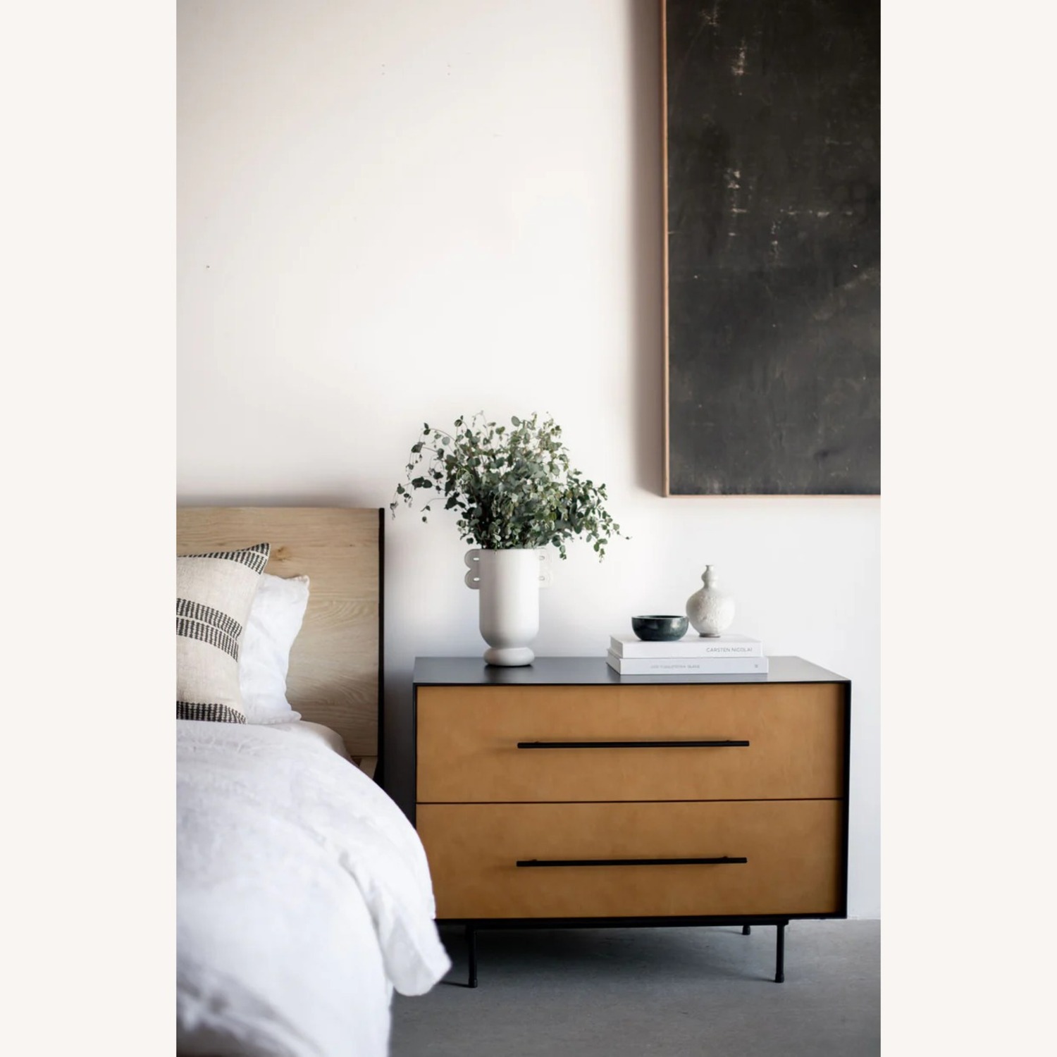 Croft House Light Brown Leather Nightstands - image-3