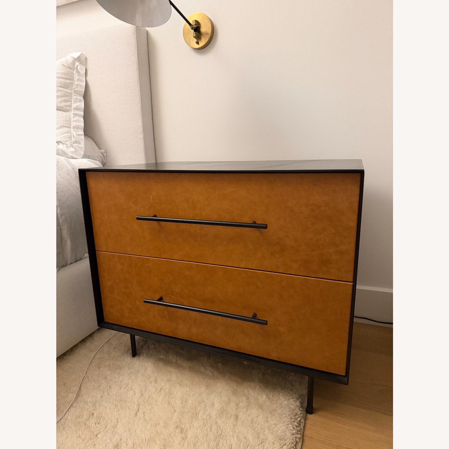 Croft House Light Brown Leather Nightstands - image-2