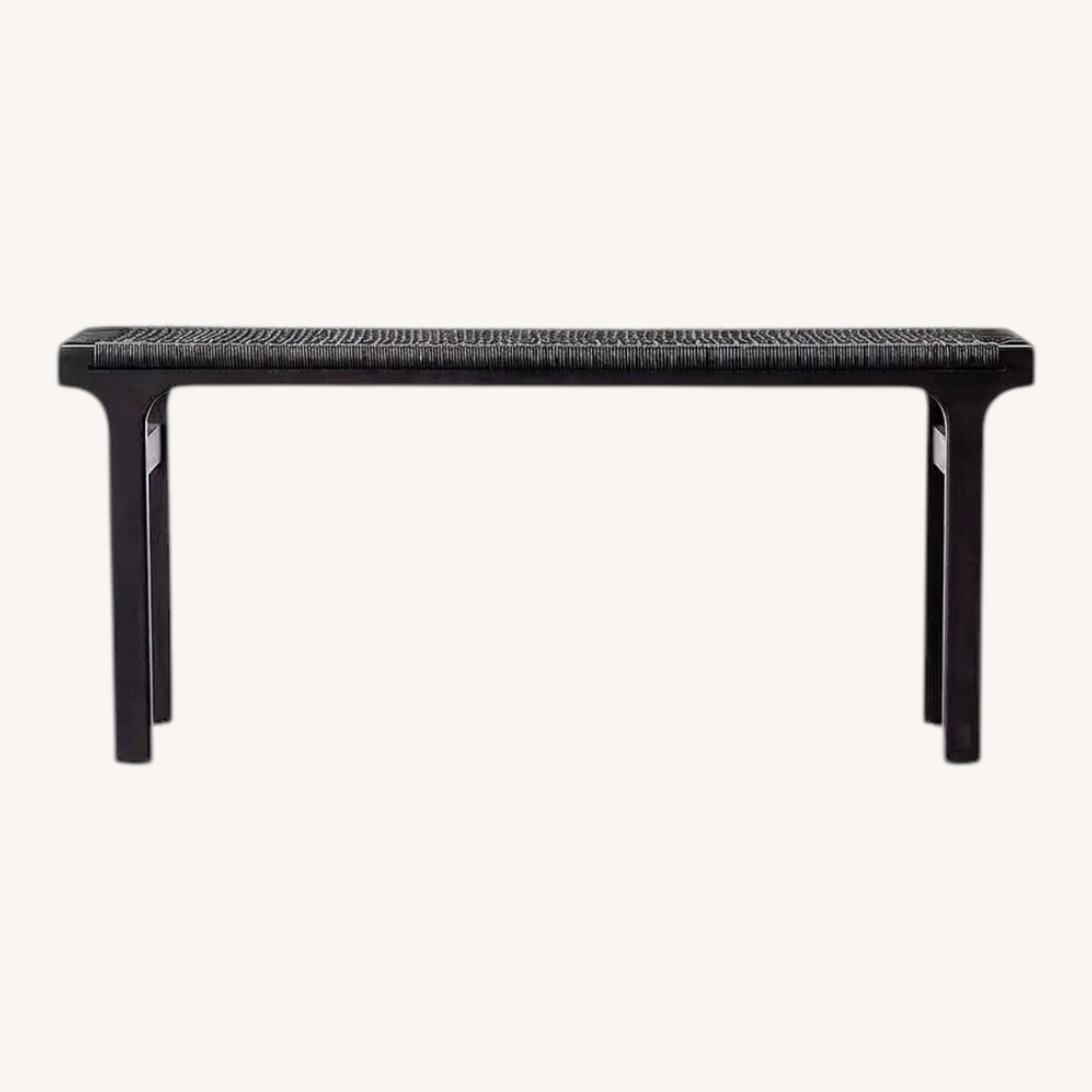 CB2 Black Wood & Cord Bench - image-0
