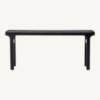 CB2 Black Wood & Cord Bench