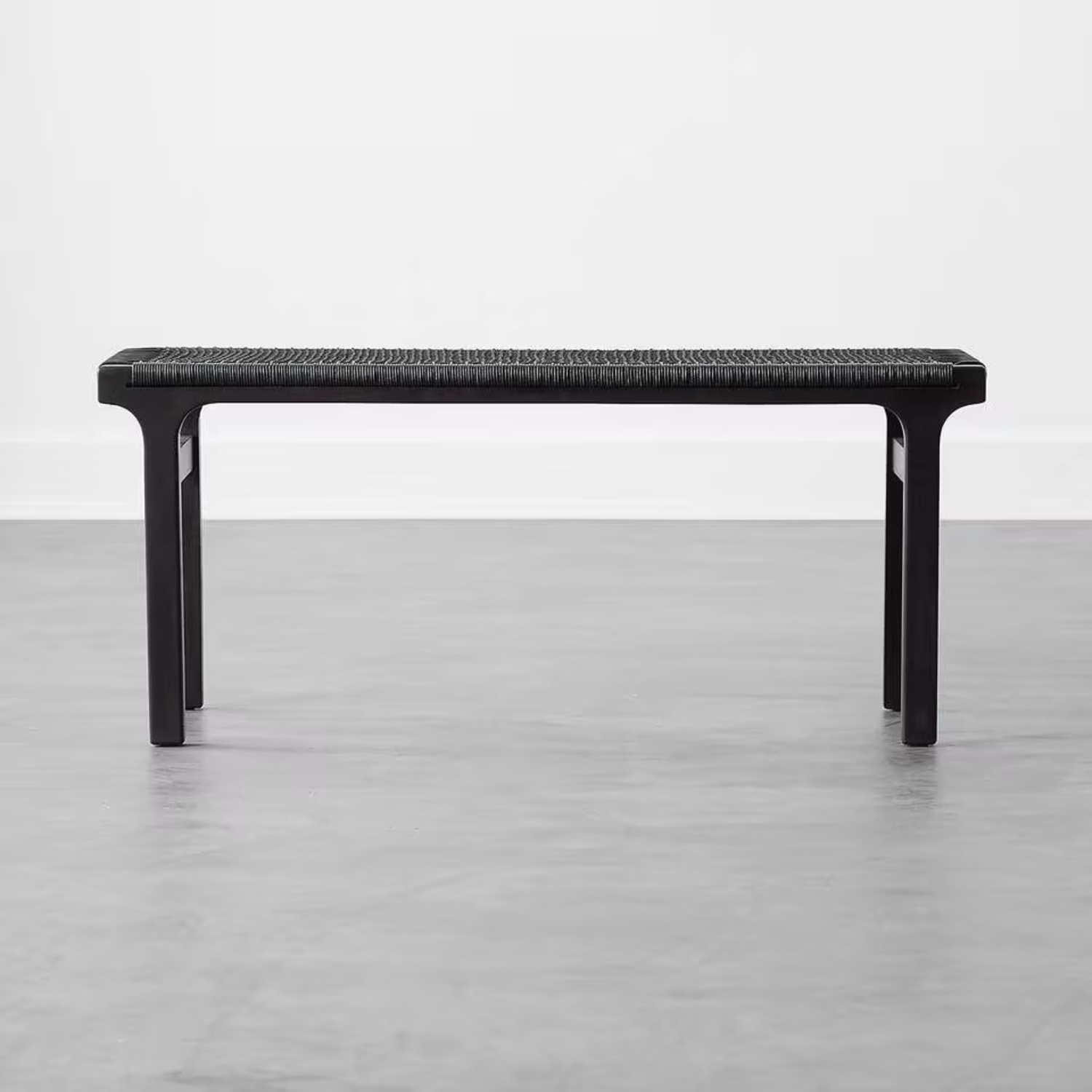 CB2 Black Wood & Cord Bench - image-5