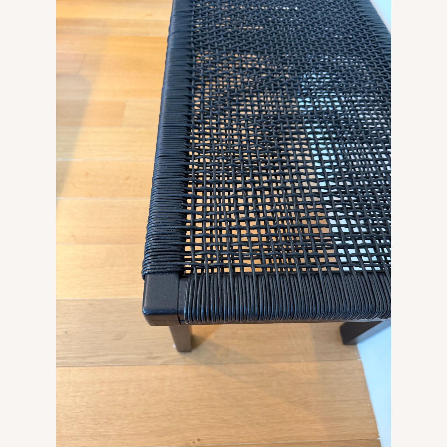CB2 Black Wood & Cord Bench - image-4
