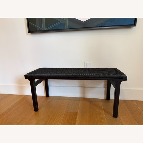 Used CB2 Black Wood & Cord Bench for sale on AptDeco