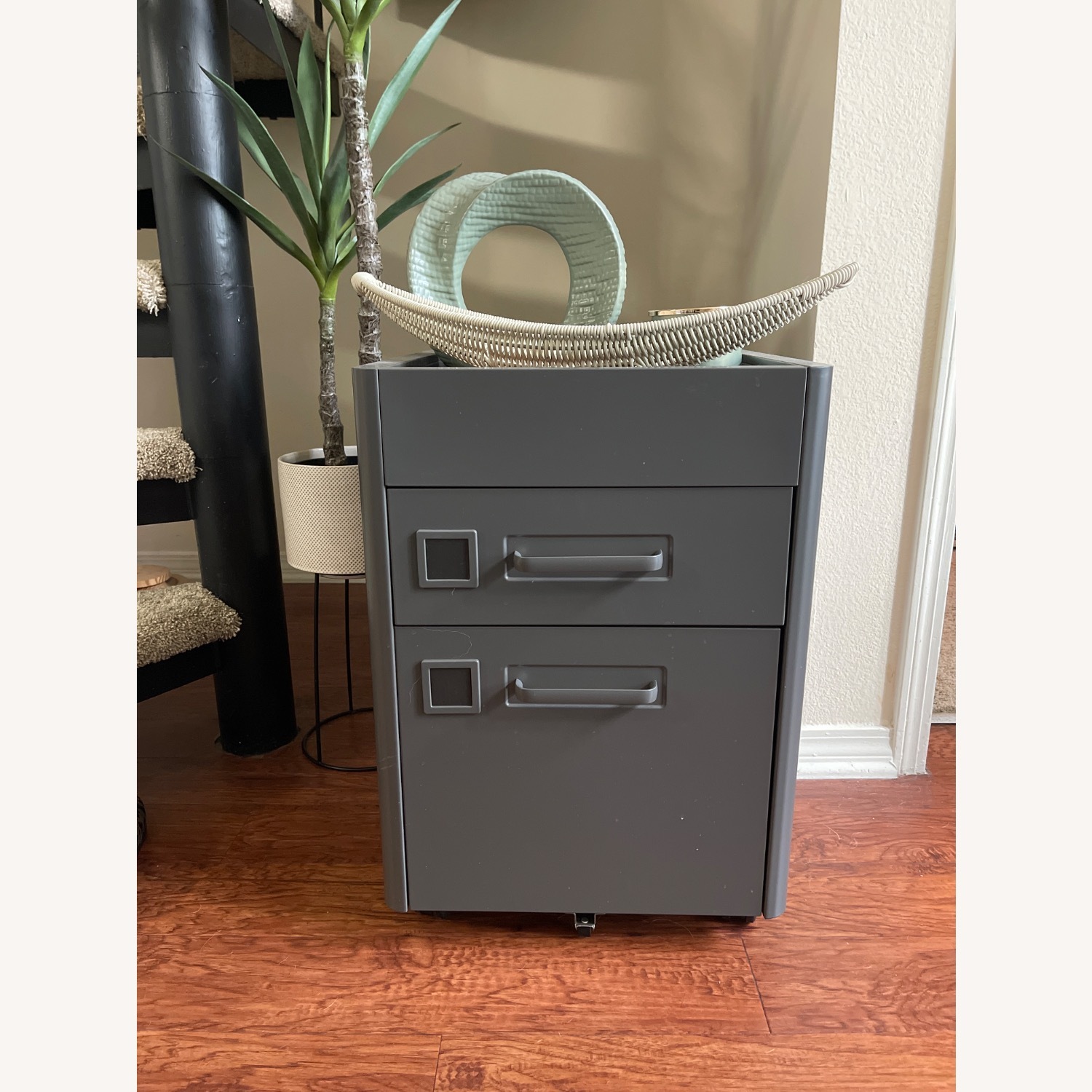 IKEA IDASEN Dark Gray Metal Nightstand - image-1