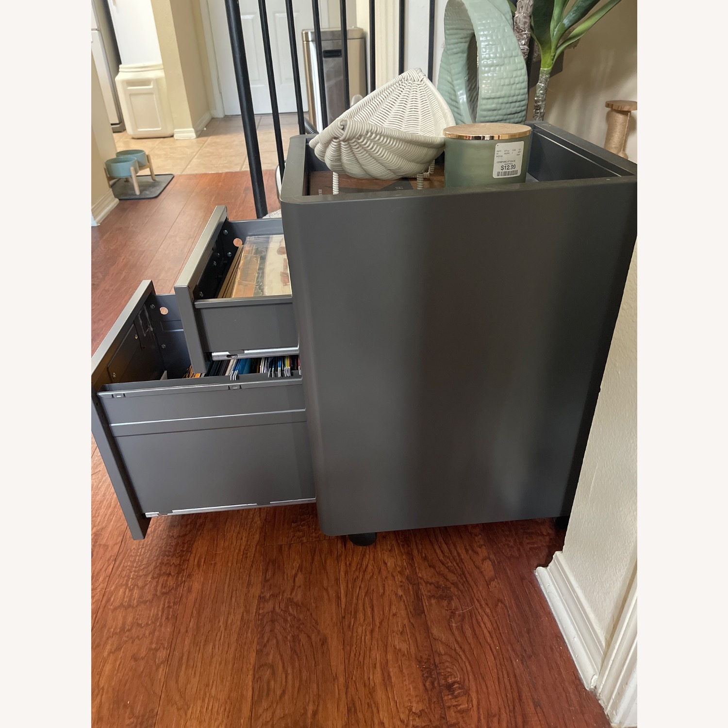 IKEA IDASEN Dark Gray Metal Nightstand - image-2