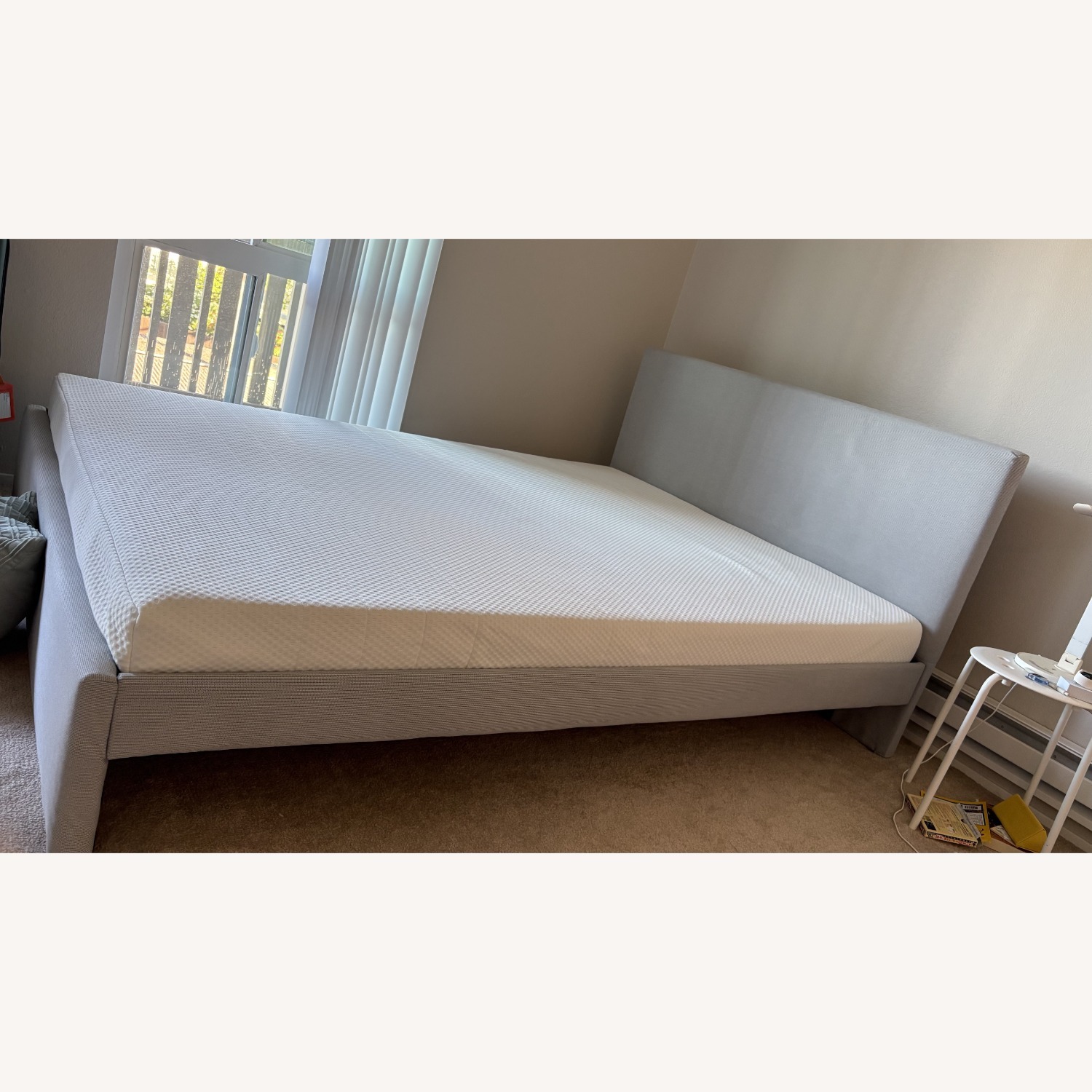 IKEA GLADSTAD Upholstered Bed Grame, Grey, Queen - image-1