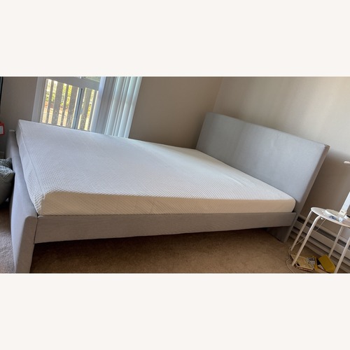 Used IKEA GLADSTAD Upholstered Bed Grame, Grey, Queen for sale on AptDeco