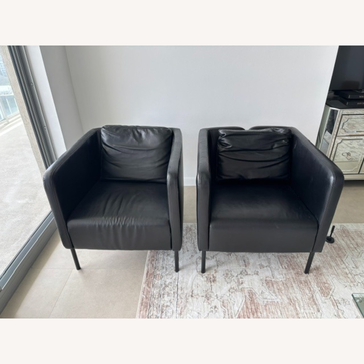 IKEA Black Faux Leather Accent Chairs - image-1