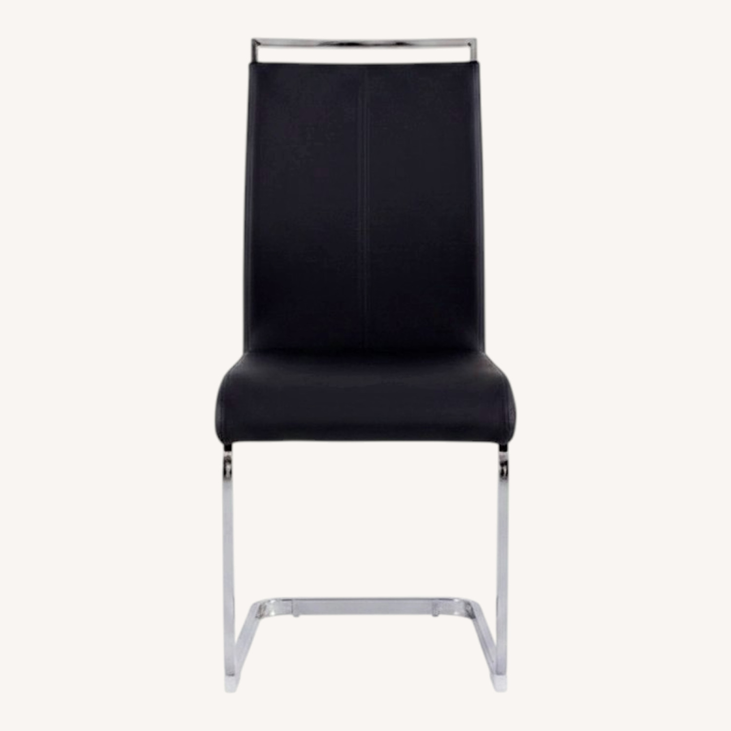 2 Black Modern Dining Chairs Chrome Frame - image-0