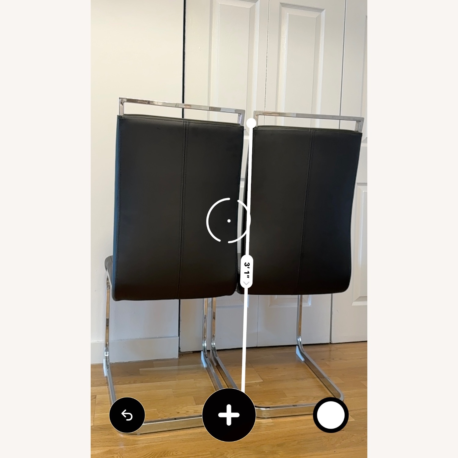 2 Black Modern Dining Chairs Chrome Frame - image-4