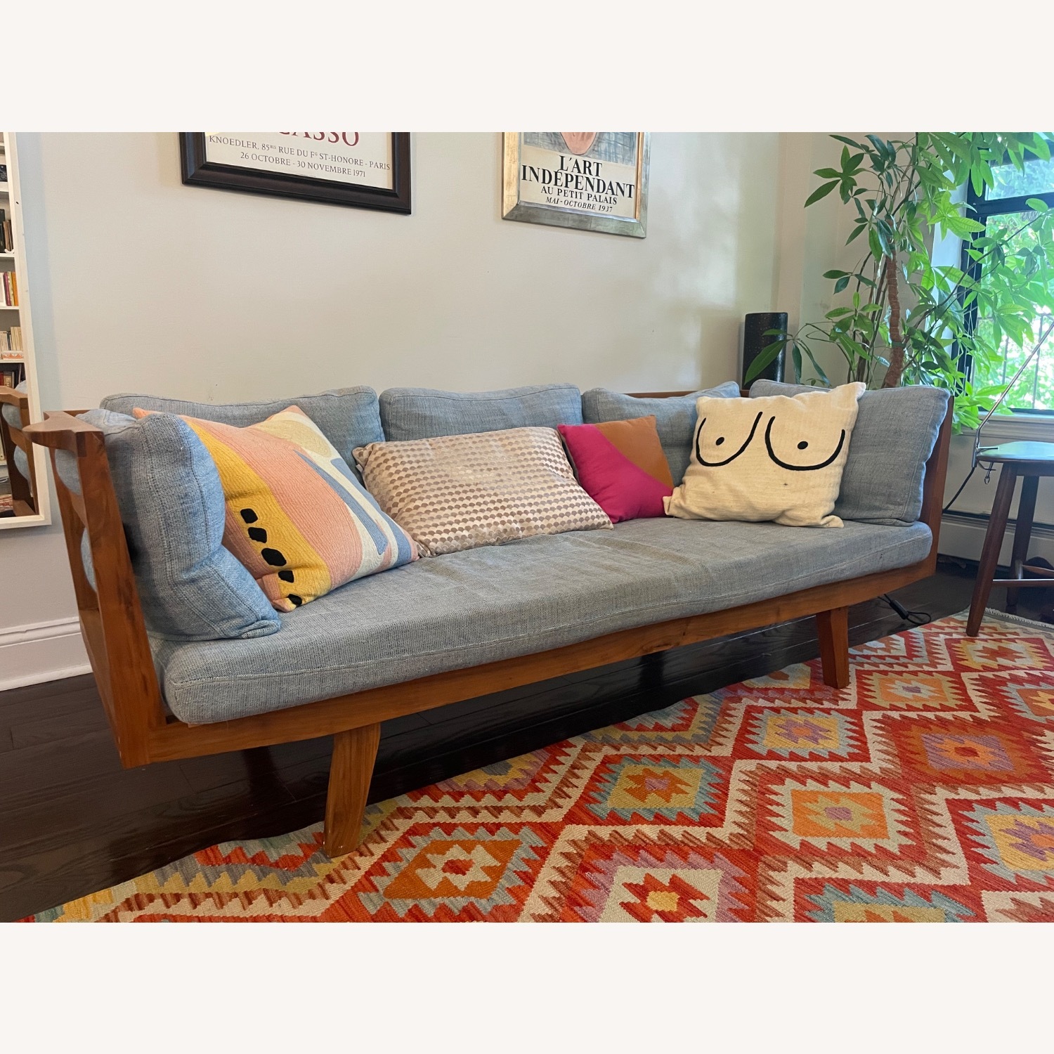 Organic Modernism Blue Wood 2 Seater Sofa - image-6