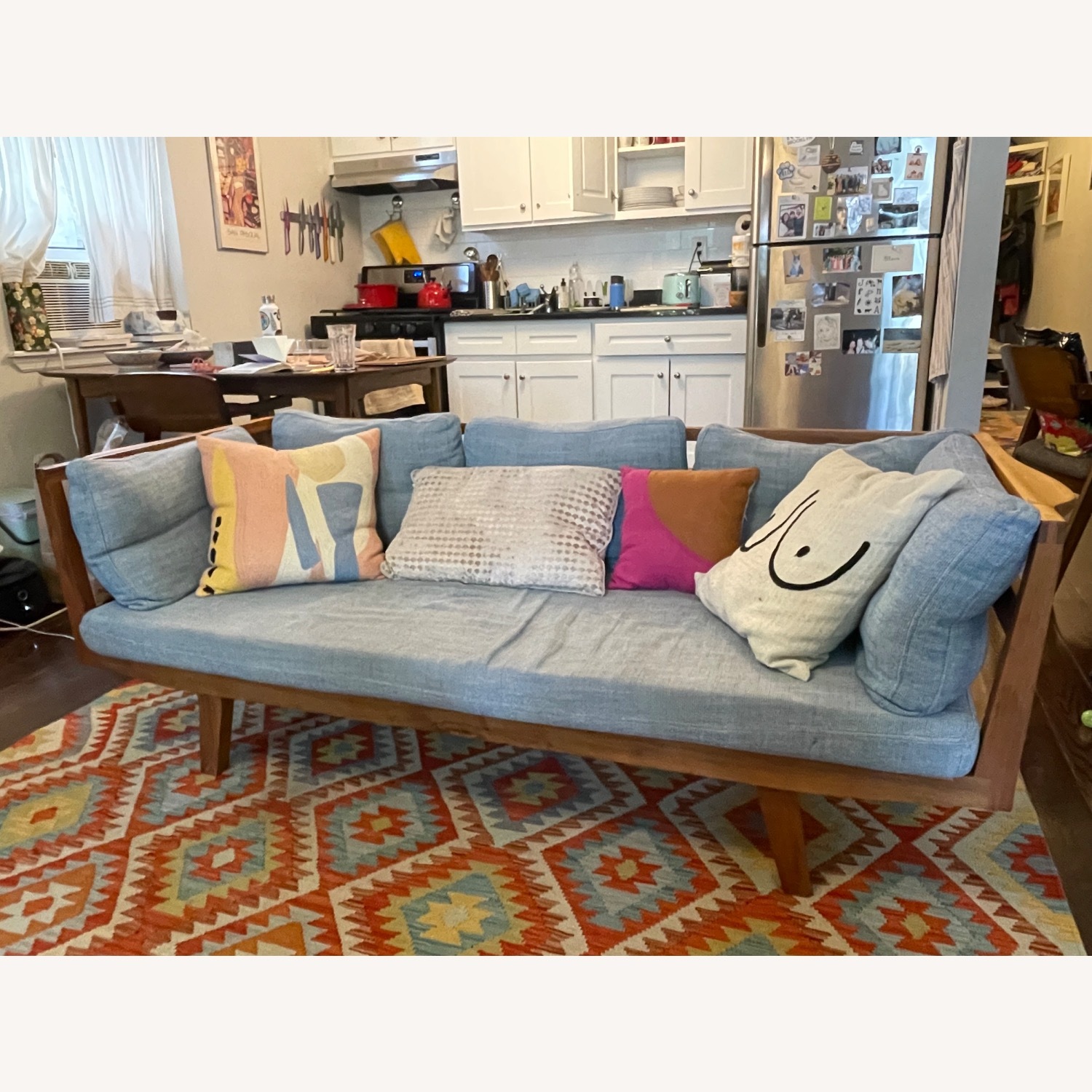 Organic Modernism Blue Wood 2 Seater Sofa - image-3