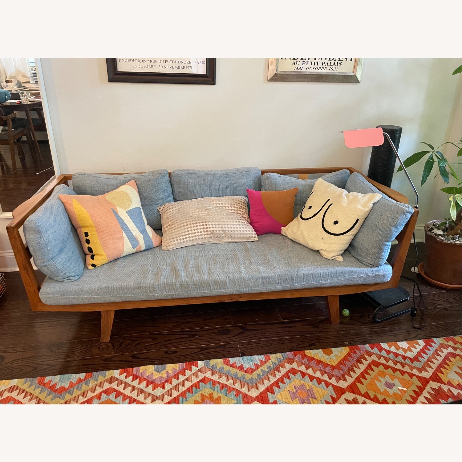 Organic Modernism Blue Wood 2 Seater Sofa - image-5