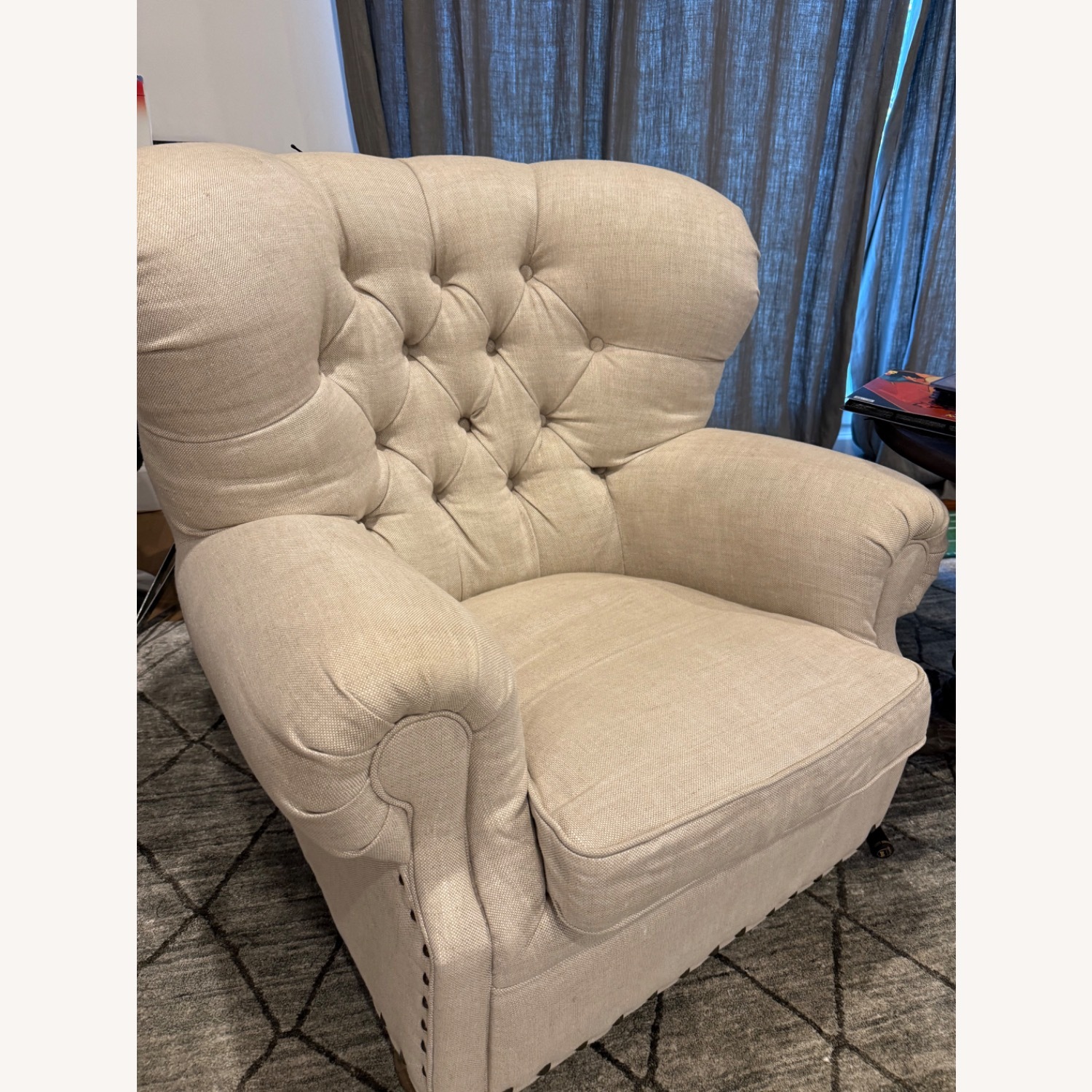 Restoration Hardware Natural Fabric Armchair - image-2