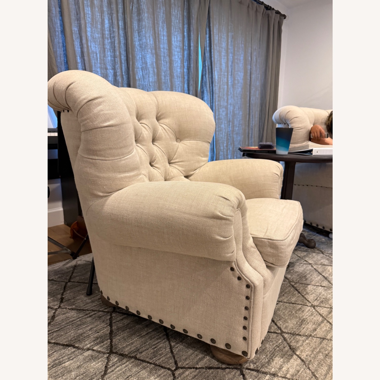 Restoration Hardware Natural Fabric Armchair - image-4