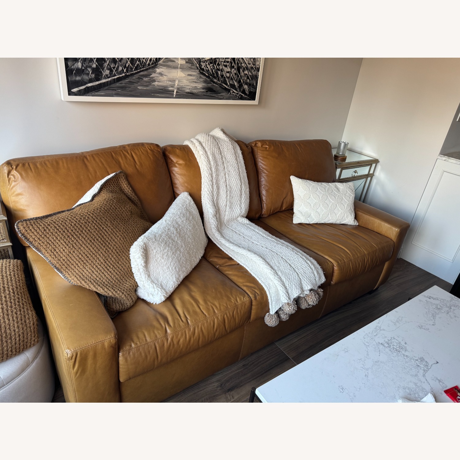 Buchanan Square Arm Leather Sleeper Sofa - image-1