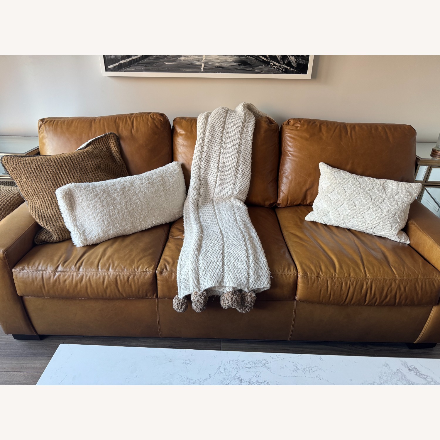 Buchanan Square Arm Leather Sleeper Sofa - image-2